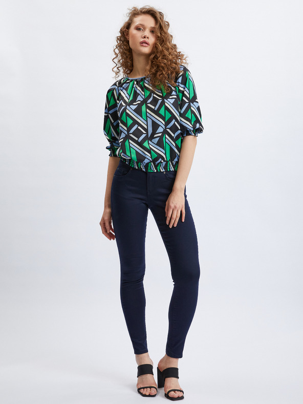 Orsay Черно-зелена дамска блуза с десен ORSAY