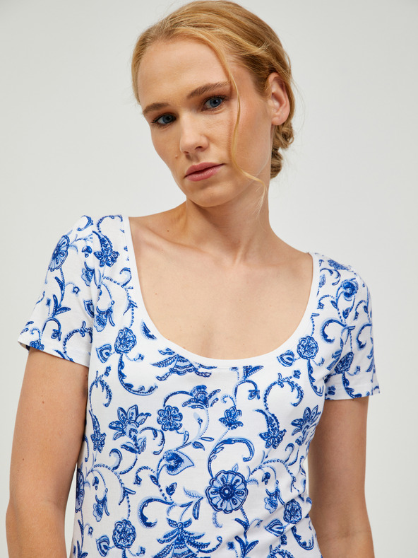 Orsay Синьо-бяла тениска с десен ORSAY