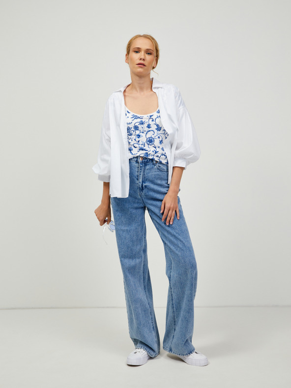 Orsay Синьо-бяла тениска с десен ORSAY