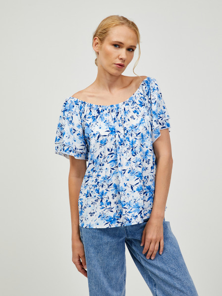 Orsay Бяло-синя блуза на цветя ORSAY