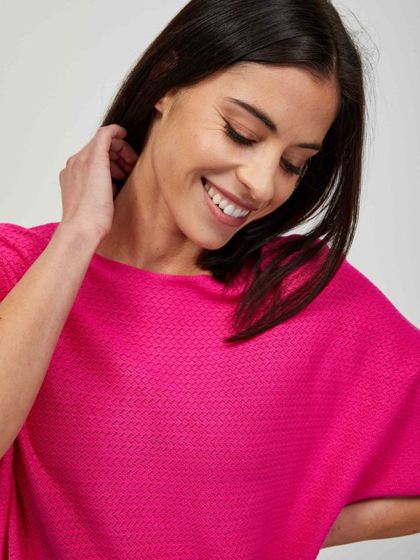 Orsay Тъмнорозов лек пуловер с десен и къс ръкав ORSAY