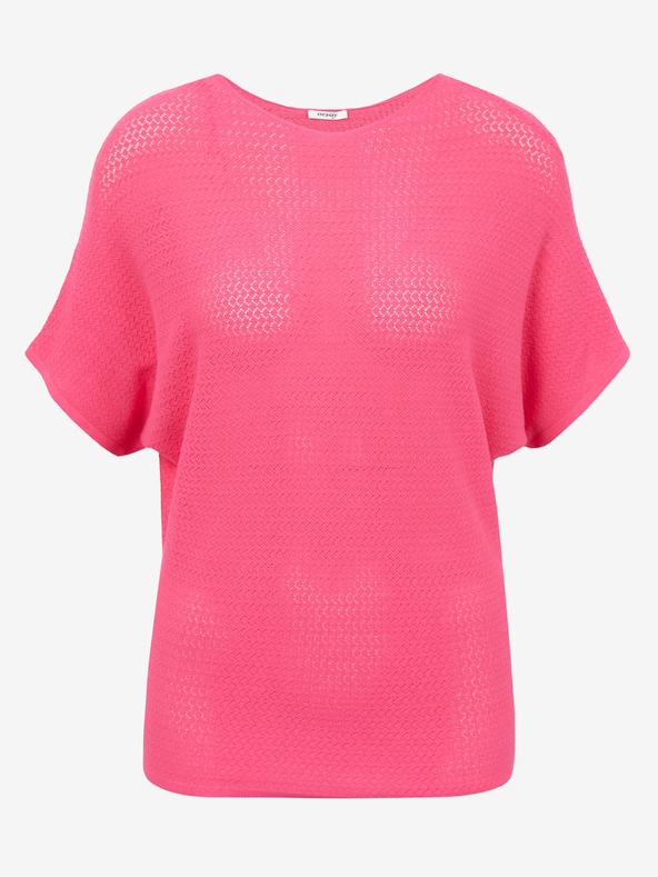 Orsay Тъмнорозов лек пуловер с десен и къс ръкав ORSAY