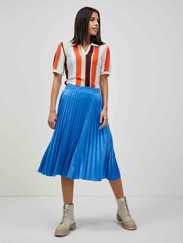 Orsay Оранжево-кремав лек пуловер на райе с къс ръкав ORSAY