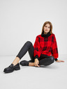 Orsay Черно-червен дамски пуловер на каре ORSAY
