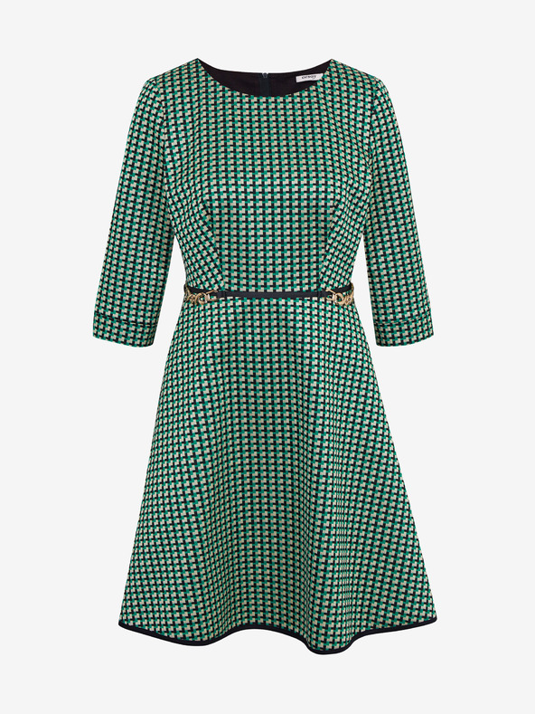 Orsay Зелена дамска рокля с десен ORSAY