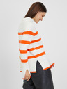 Orsay Оранжево-бял дамски пуловер на райе ORSAY