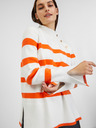 Orsay Оранжево-бял дамски пуловер на райе ORSAY