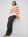 Orsay Оранжево-бял дамски пуловер на райе ORSAY