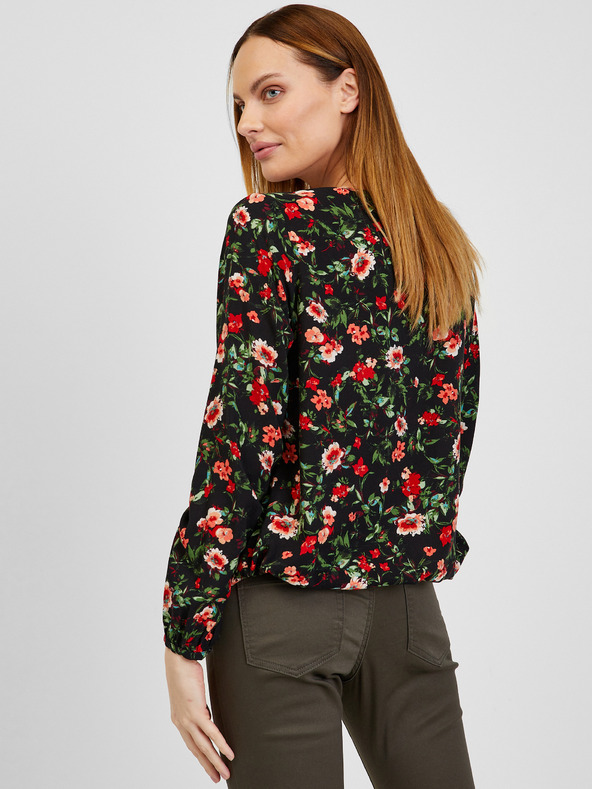 Orsay Червено-черна дамска блуза на цветя ORSAY