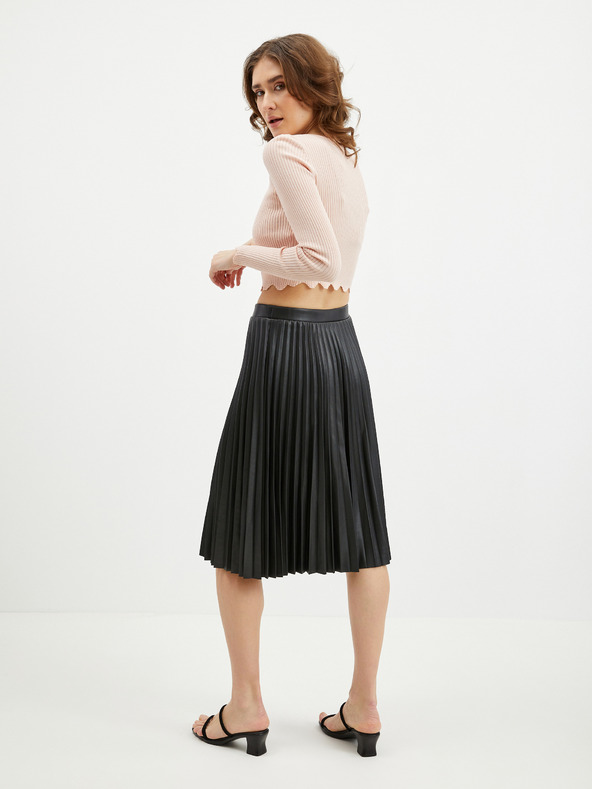 Orsay Черна дамска плисирана пола от изкуствена кожа ORSAY