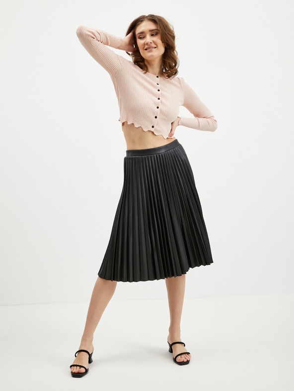 Orsay Черна дамска плисирана пола от изкуствена кожа ORSAY