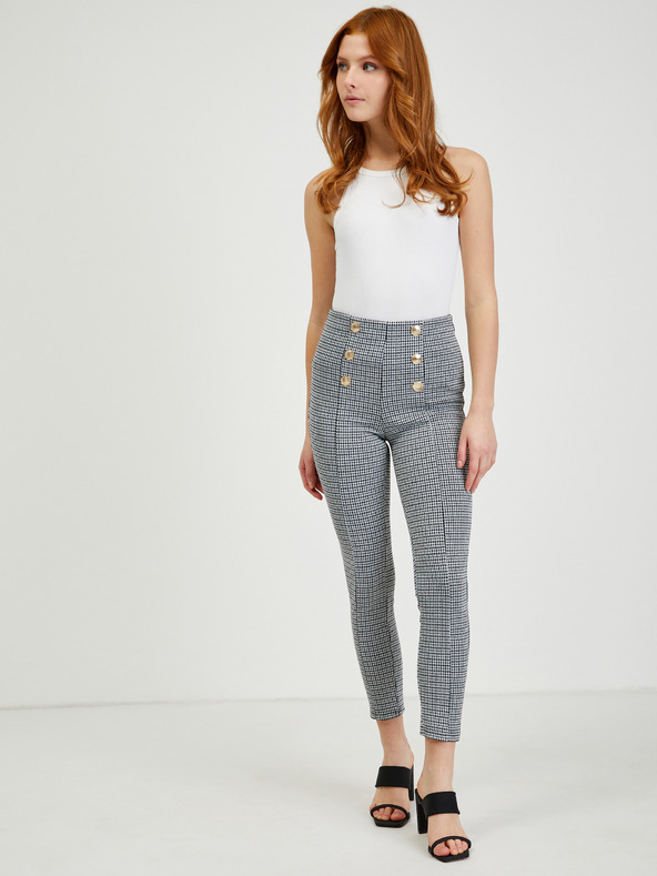 Orsay Бяло-черен дамски панталон с десен ORSAY