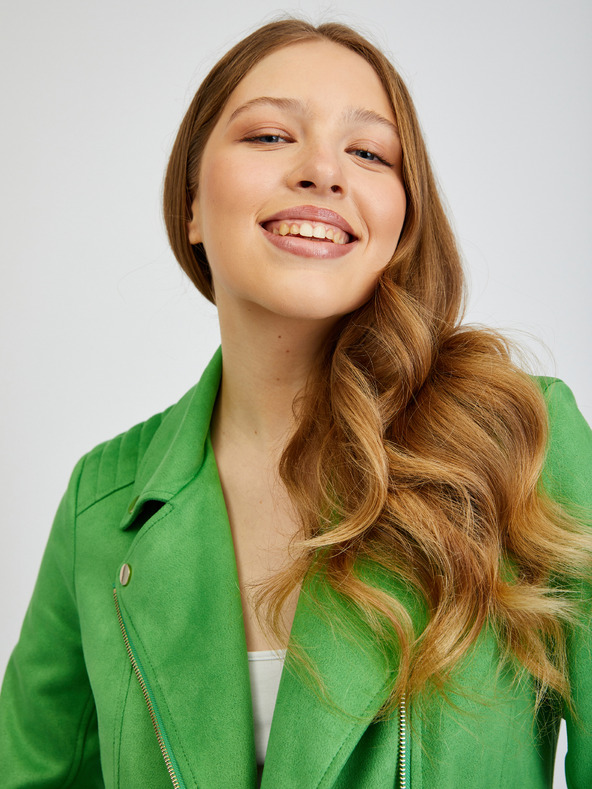 Orsay Зелено дамско яке с изкуствена кожа от велур ORSAY