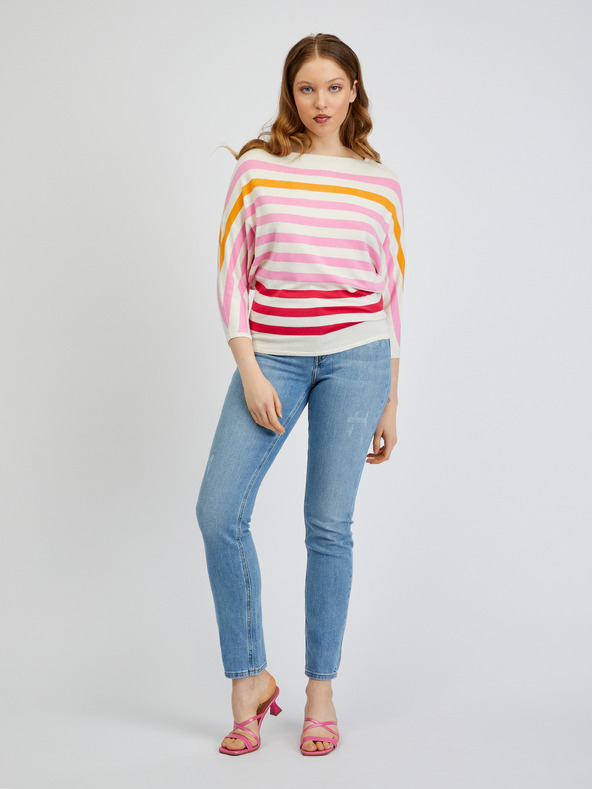 Orsay Розово-кремав раиран дамски пуловер ORSAY