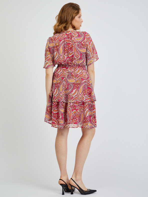 Orsay Червено-розова дамска рокля с десен ORSAY