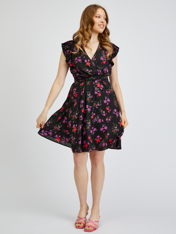 Orsay Черна дамска рокля на цветя ORSAY