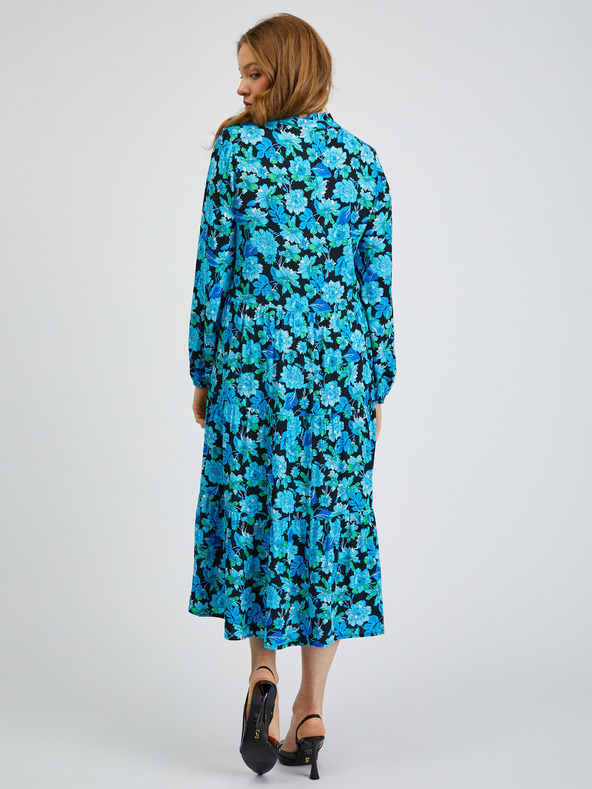 Orsay Черно-синя дамска рокля с десен ORSAY