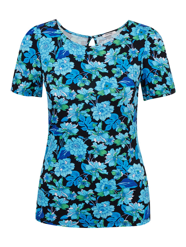 Orsay Синьо-черна дамска тениска на цветя ORSAY