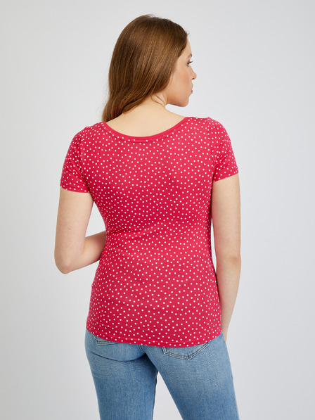 Orsay Тъмнорозова дамска тениска на точки ORSAY