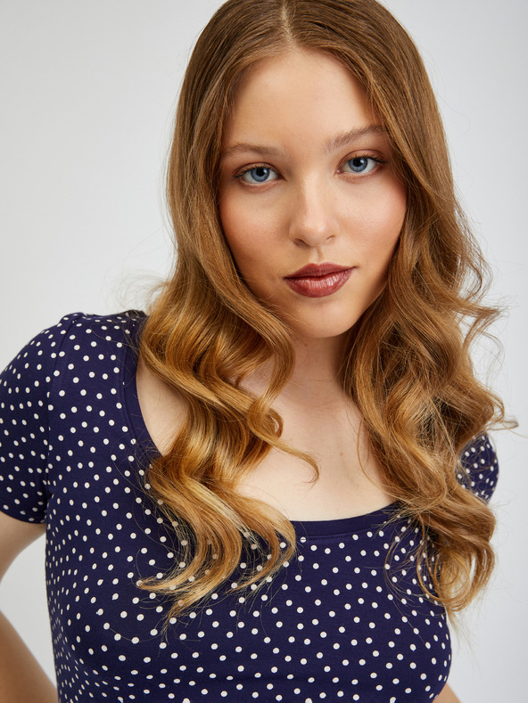Orsay Тъмносиня дамска тениска на точки ORSAY