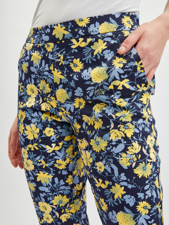 Orsay Жълто-син дамски къс панталон на цветя ORSAY