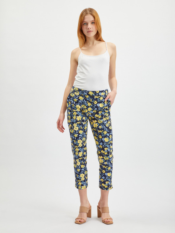 Orsay Жълто-син дамски къс панталон на цветя ORSAY