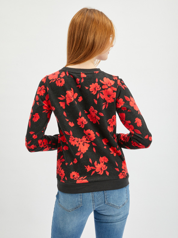 Orsay Червено-черен дамски суичър на цветя ORSAY