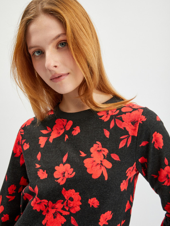 Orsay Червено-черен дамски суичър на цветя ORSAY