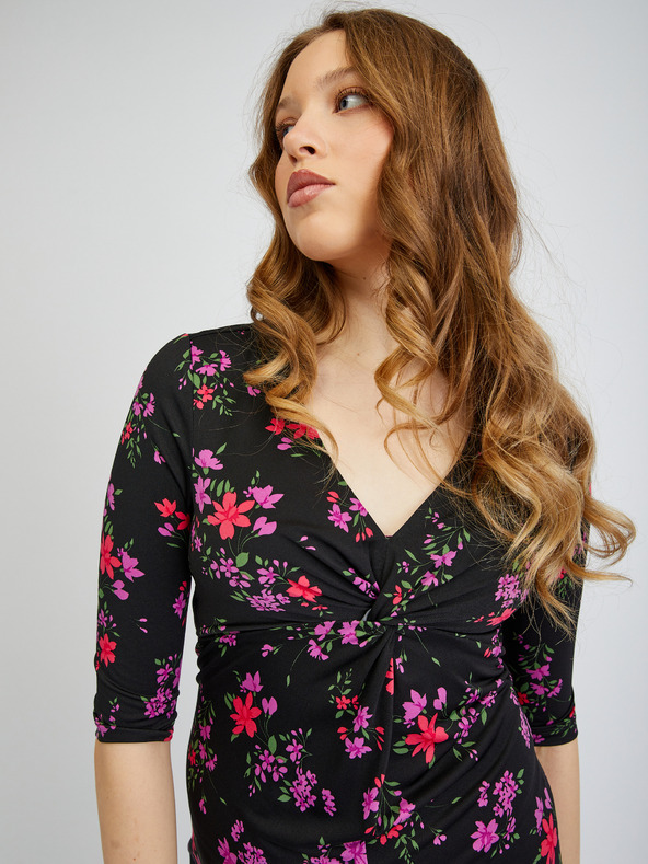 Orsay Черна дамска рокля на цветя ORSAY