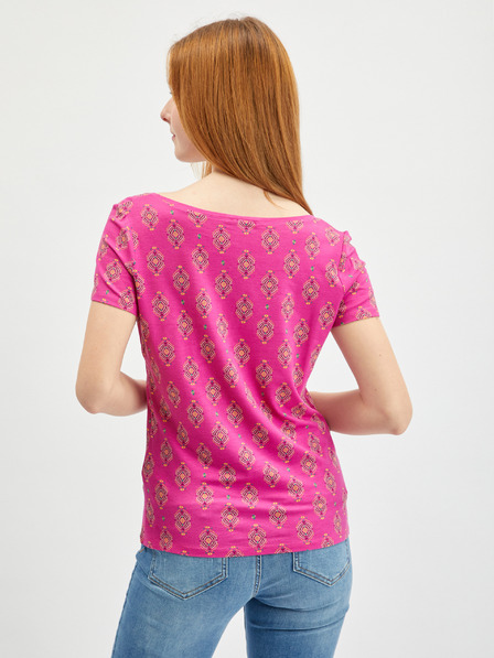 Orsay Тъмнорозова дамска тениска с десен ORSAY