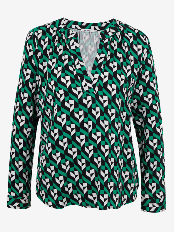 Orsay Бяло-зелена дамска блуза с десен ORSAY