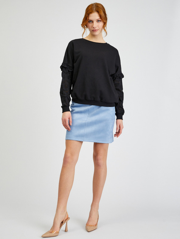 Orsay Черен дамски пуловер с декоративни ръкави ORSAY