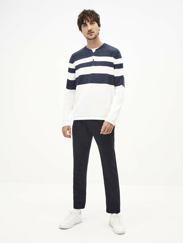 Celio Бяло-син мъжки раиран пуловер Celio