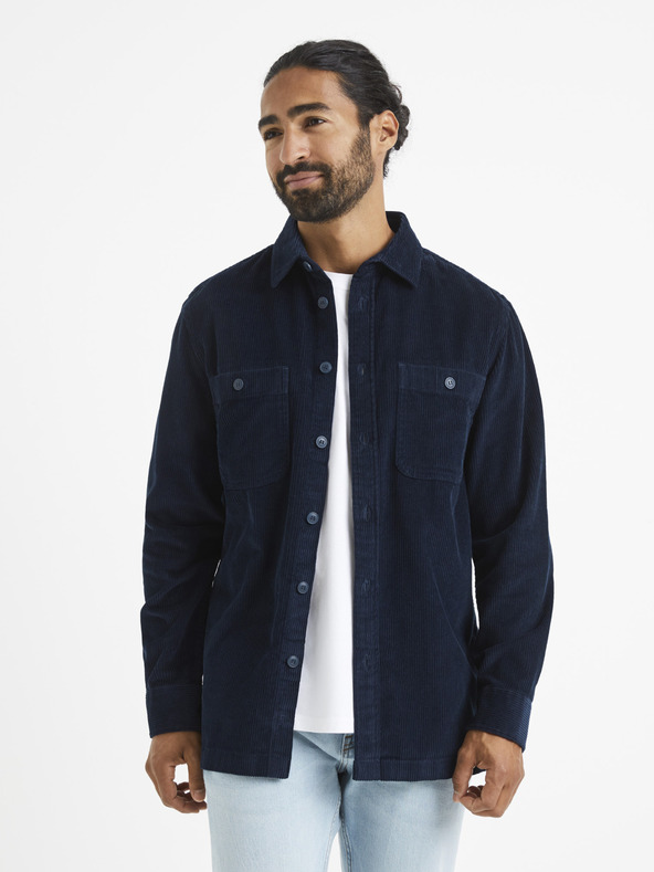 Celio Тъмносиня велурена риза Celio Vavelour