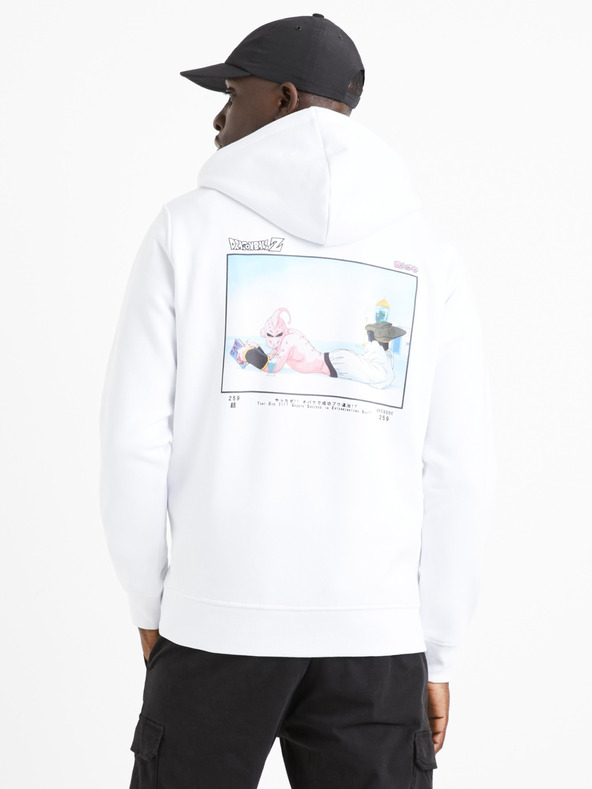 Celio Бял мъжки суитшърт с щампа Celio Dragon Ball Super