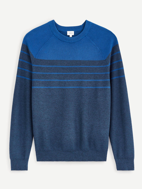 Celio Син мъжки раиран пуловер Celio Depicray