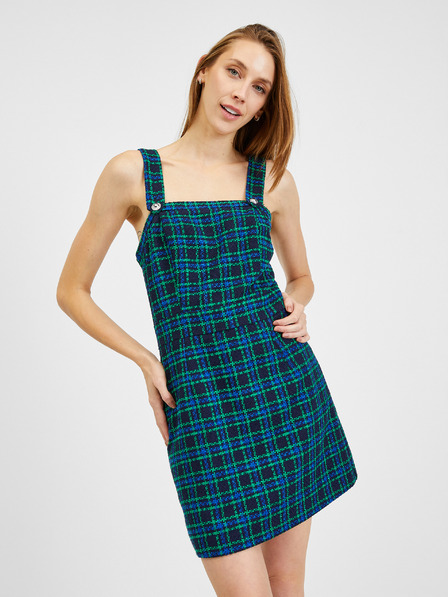 Orsay Тъмносиня дамска рокля на каре ORSAY