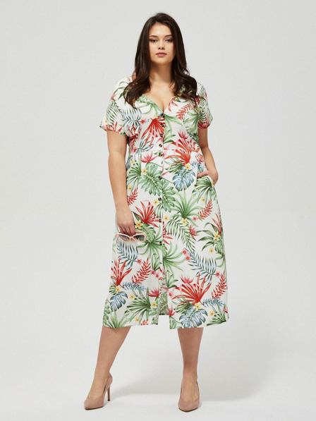 Moodo Бяла лятна рокля с тропическа шарка Moodo