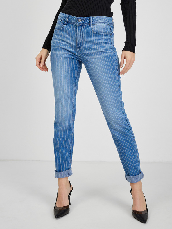 Orsay Сини дамски slim fit дънки на райе ORSAY