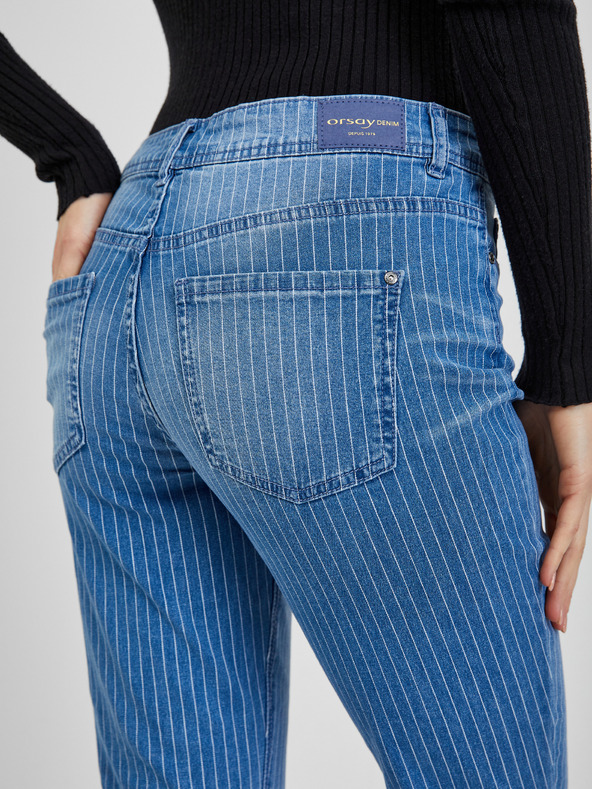 Orsay Сини дамски slim fit дънки на райе ORSAY
