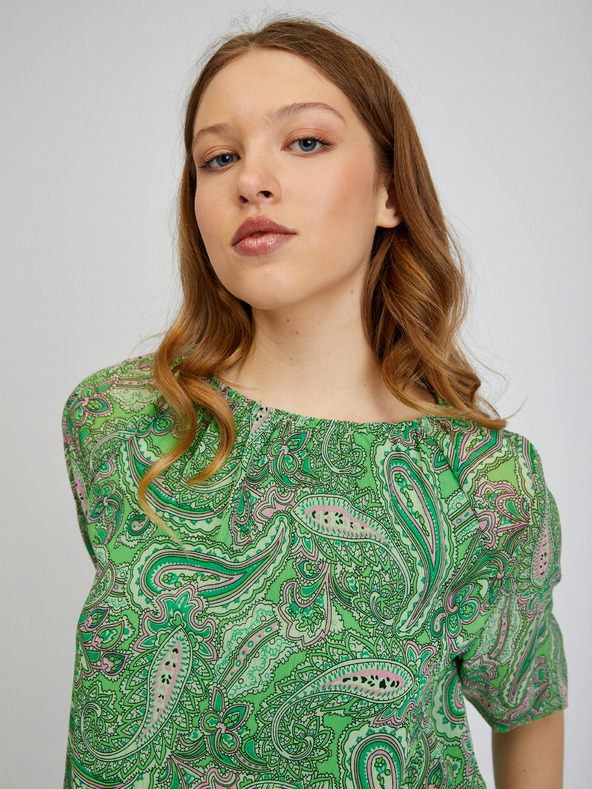 Orsay Зелена дамска блуза с десен ORSAY