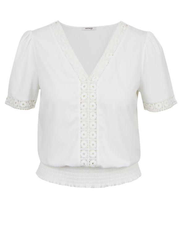 Orsay Бяла дамска тениска с декоративни детайли ORSAY