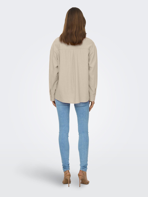 ONLY Бежова дамска ленена риза ONLY Caro