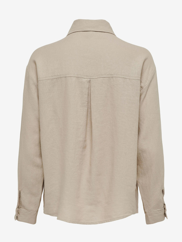 ONLY Бежова дамска ленена риза ONLY Caro