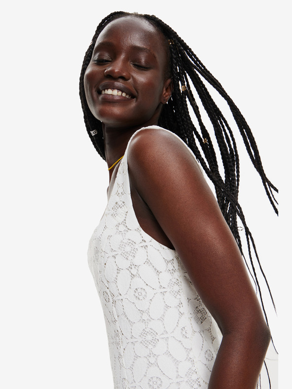 Desigual Desigual Newcastle дамска рокля с дантела в кремав цвят