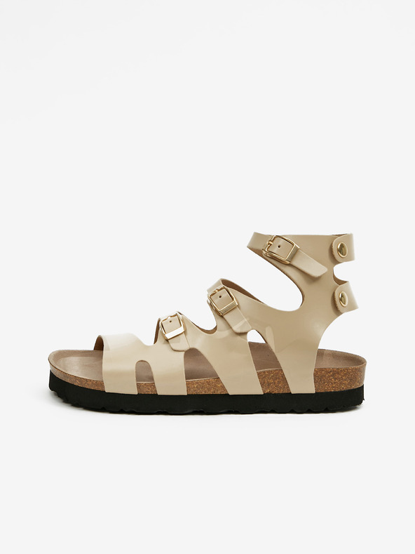 Ojju Бежови дамски сандали до глезена OJJU