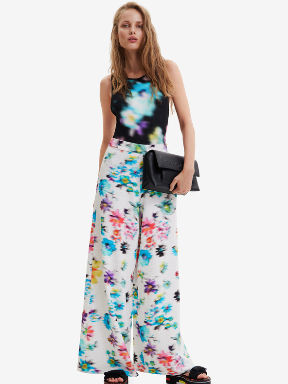 Desigual Бял Desigual Daniela дамски панталон с цветя