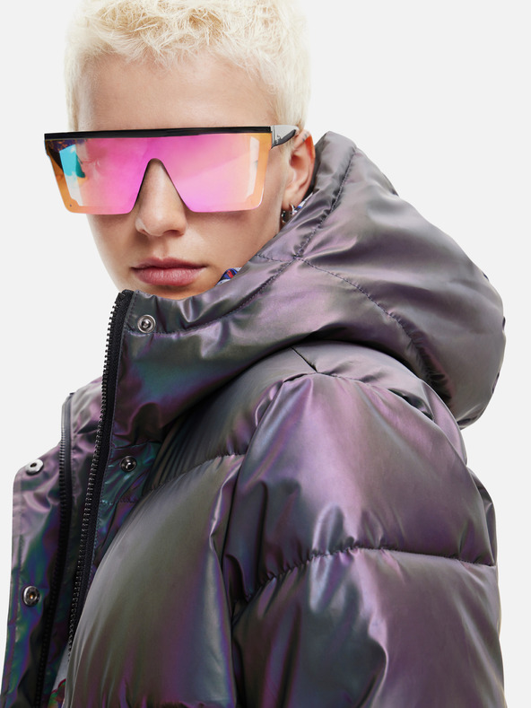 Desigual Сиво дамско ватирано яке с метални елементи Desigual Re