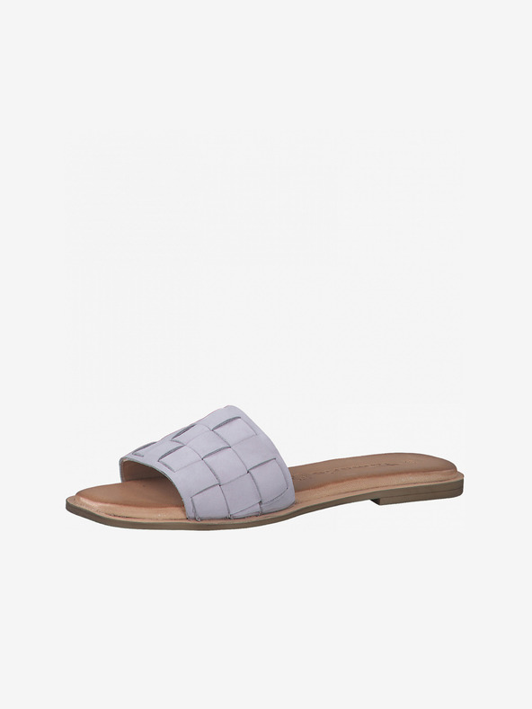 Tamaris Светлолилави кожени чехли Tamaris