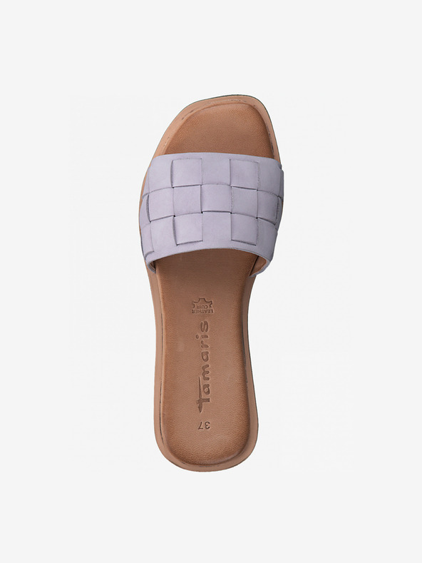 Tamaris Светлолилави кожени чехли Tamaris